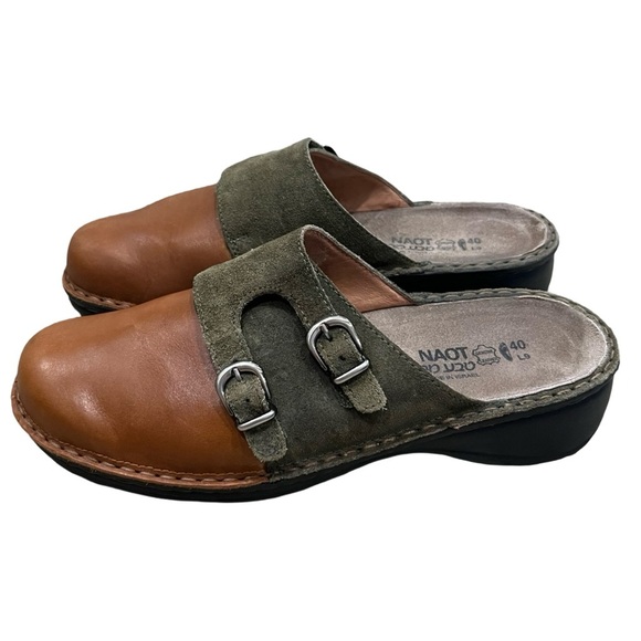 Naot Leilani Leather & Suede Clogs – Brown & Green – Size 8.5 - 9 - Picture 9 of 11